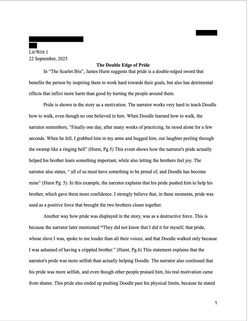 Sample essay with AI feedback